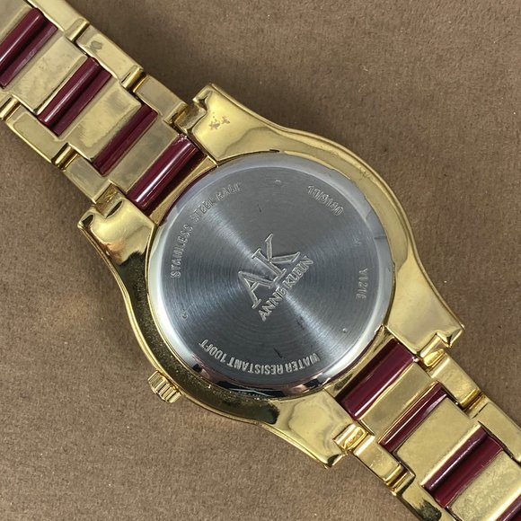 Vintage Anne Klein AK Watch Gold & Maroon Bracelet main image 4